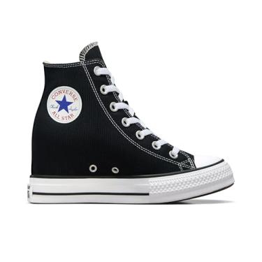Imagem de Converse Tênis feminino Chuck Taylor All Star Wedge plataforma cano alto, Preto/vermelho/azul marinho, 36