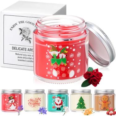 Imagem de Pangda 6 velas perfumadas de Natal, presentes de Natal para mulheres e homens, cera de soja natural com vela natalina inclui 6 aromas diferentes, ideal para Natal, Ano Novo e decoração de casa no