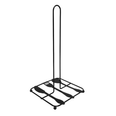 Imagem de Suporte Vertical para Papel Toalha Aço Inoxidável Preto 30x13cm Montagem em Mesa para Cozinha Churrasqueira Lavanderia Area Gourmet Premium