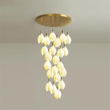 Imagem de Luminária pendente LED contemporânea para duplex, ideal para sala de estar, restaurante, quarto, villa ou hotel, com design giratório e 22 lâmpadas (AA)