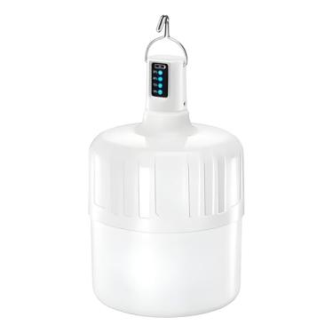 Imagem de Luminária LED Portátil Recarregável, Branca, 48W, 4000lm, 4 Níveis de Iluminação, Alça para Camping e Emergência, 24x13cm