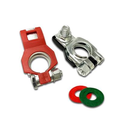 Imagem de Conector do terminal da bateria, positivo e negativo, terminal de cabo de bateria automática, poste superior com fundo de plástico (cobre estanhado), acessórios de carro de boa resistência à corrosão