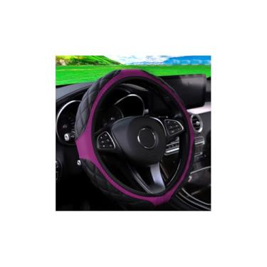 Imagem de Couslcd Capa de volante de couro de carro de 38 cm, acessórios automotivos, elástico, respirável, antiderrapante, protetor de roda macio para homens e mulheres, adequado para SUVs, caminhões, veículos