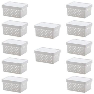 Imagem de Kit 10 Caixa Organizadora C/ Tampa Quadratta 19x14x10 Branco - Paramou
