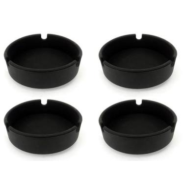 Imagem de Kit 4 Cinzeiro De Silicone Redondo Resistente Lavável Não Queima e Não