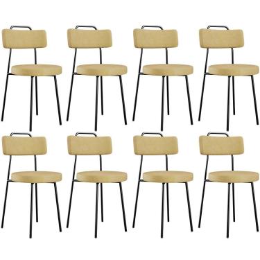 Imagem de Kit 08 Cadeiras Decorativas Estofada Sala De Jantar Barcelona L02 Couríssimo Casco Fendi - Lyam Decor