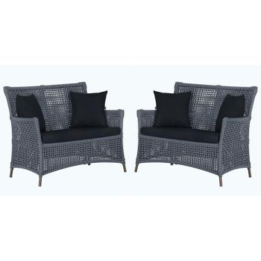 Imagem de 2 Sofás área Externa Igapó Alumínio Marrom Corda Náutica E12 Prata