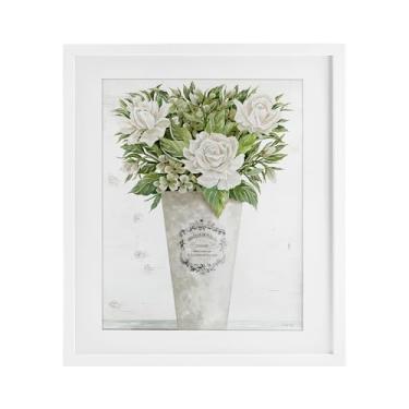 Imagem de Stupell Industries Impressão emoldurada branca Les Fleurs Des Roses sob vidro, design de Cindy Jacobs, 16 x 13