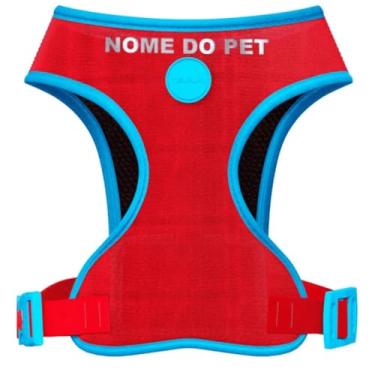 Imagem de Combo Peitoral Style Para Cachorro Com Guia Tradicional, Localizador e Nome Personalizado (Vermelho, PP)