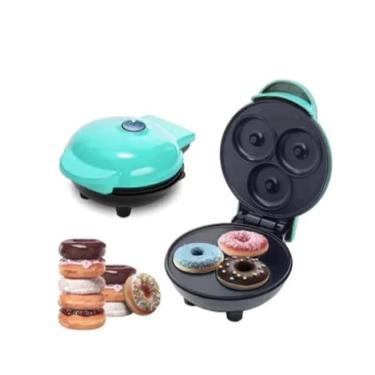 Imagem de Mini Máquina de Donuts Elétrica 3 Furos Cozimento Rápido 110V(verde)