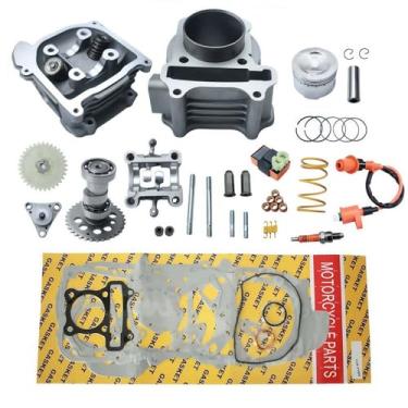 Imagem de Kit de reconstrução de cilindro grande de 50 mm de alto desempenho com válvulas de 69 mm/64 mm Assy bobina de ignição CDI vela de ignição para motor 139QMB 139QMA Scooter Moped ATV Go-Kart (válvula