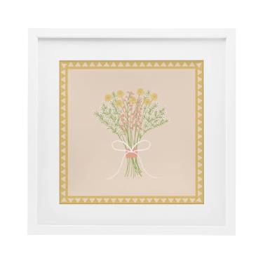 Imagem de Stupell Industries Impressão emoldurada branca com borda amarela sob vidro, design de Adrienne Morris, 40,6 x 40,6 cm