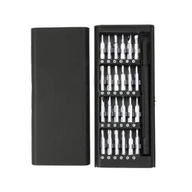 Imagem de Conjunto de chaves de fenda magnéticas pretas 25 em 1, kit de ferramentas de reparo de mini eletrônicos para computador, laptop, telefone, interruptor, óculos, relógio, campainha, eletrônico, pequeno