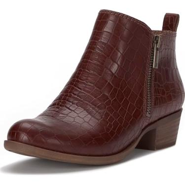 Imagem de Lucky Brand Bota feminina Basel no tornozelo, Croco caramelo, 41