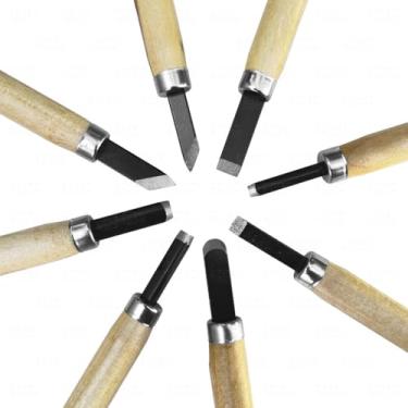 Imagem de Formao para Madeira, Formão Mini Goiva Entalhar Madeira Esculpir Kit Jogo 8 Peças, 10.5×13×2.5cm