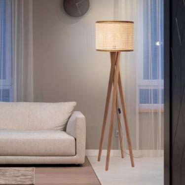 Imagem de Luminária Chão Crital Em Madeira Maciça Alto Design Rústico (Palha Sintética)