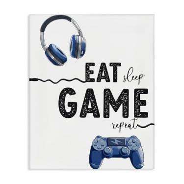 Imagem de Stupell Industries Arte de parede em tela Eat Sleep Game Lifestyle, design de Christine Simpson Art, 20 x 16
