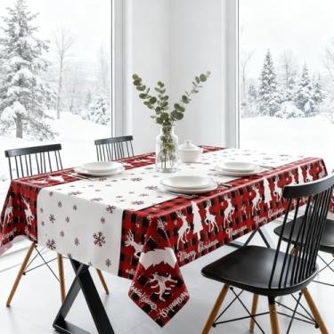 Imagem de Toalha de mesa de plástico de Natal, mesa descartável com desenhos animados para decoração de festa e preparação de refeições