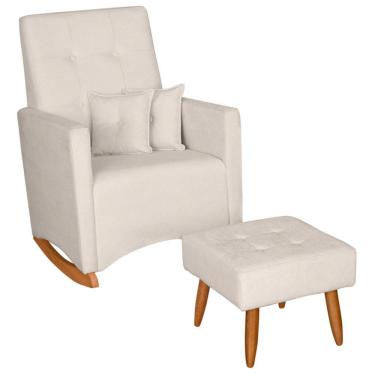 Imagem de Poltrona Amamentação Base Balanço E Puff Lola Bouclê Off F03 - Mpozenato