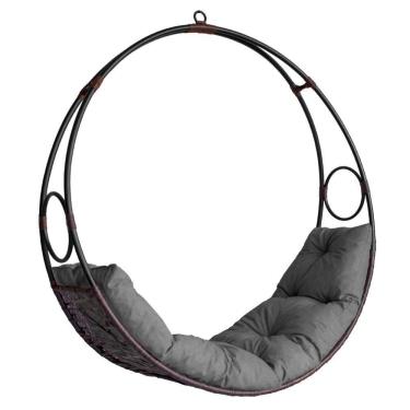 Imagem de Cadeira Balanço Suspenso Lua Em Fibra Sintética Tabaco/cinza