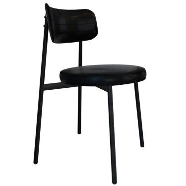 Imagem de Cadeira De Jantar Estofada Fixa Nyka M25 Sintético Preto - Mpozenato