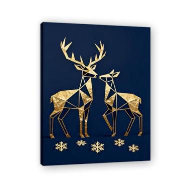 Imagem de Moldura interna. Pintura de Natal glamorosa minimalista, arte geométrica dourada, decoração de Natal moderna emoldurada para parede da sala de estar. A26. 30x40cm-11,8x15,7 pol