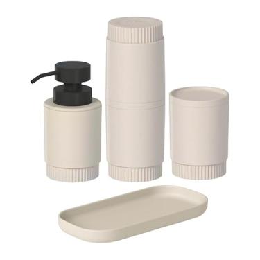 Imagem de Kit De Pia Banheiro Lavabo 4 Peças Fosco Premium Luxo Dorica Ou (Bege)