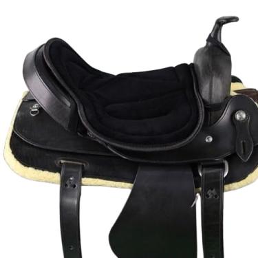 Imagem de YASSINHE Almofada de sela de cavalo com absorção de choque para equitação almofada de assento de motocicleta longa ocidental - preta