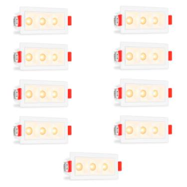 Imagem de 9 Spot Mini Triplo Downlight Led Embutir Varanda Bet91