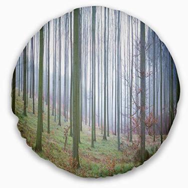 Imagem de Designart troncos de árvore outono panorama grande floresta sala de estar, sofá, almofada de alta qualidade + capa de almofada impressa em ambos os lados 50 cm