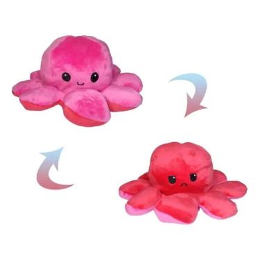 Imagem de Pelúcia Polvo Humor Bipolar Reversível Vermelho E Rosa