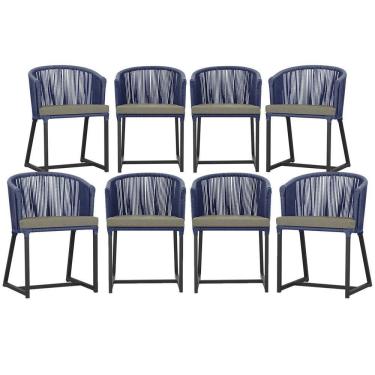 Imagem de 8 Cadeiras De Jantar área Noronha Preta E8 Trama Original Azul