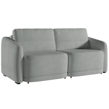 Imagem de Sofá Cama Casal Para Sala 176cm Polska K04 Bouclê Cinza Claro - Mpozenato