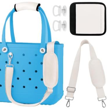 Imagem de OAWEEN Para Bogg Bag Strap Handle Wrap, alças de ombro transversais ajustáveis de substituição Simply Southern Simple Modern Rubber Beach Tote Bag Bitty Accessories, branco