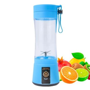 Imagem de Liquidificador Portátil USB, Copo Misturador de Sucos com Bateria Recarregável, Azul, 380ml, Para Frutas e Vitaminas