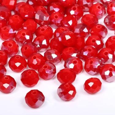 Imagem de NITOPUPU 300 peças de contas de vidro de cristal de 8 mm para fazer joias facetadas Rondelle contas planas para pulseiras, colar, brincos, artesanato DIY (conta de cristal semi-banhada de jade