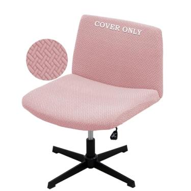Imagem de VZLQZJMKY Capa de cadeira Vanity – Capa de cadeira acessível, barata, cruzada, impermeável, elástica, sem braços, capa para cadeira de escritório (rosa)