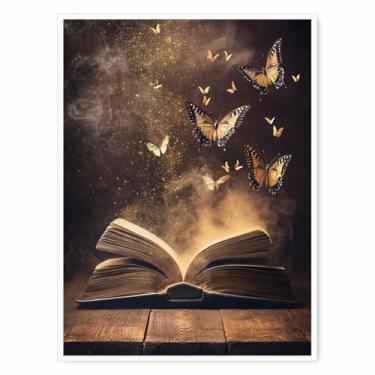 Imagem de Arte de parede Dark Academia Fantasy – Pôster estético mágico de Halloween para sala de estudo dos sonhos ou decoração de biblioteca de bruxa com atmosfera mística vintage 30 x 40 cm sem moldura