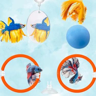 Imagem de Homedy Crafts Estimulação de brinquedos de peixe com enriquecimento de espelho Betta (laranja, M)