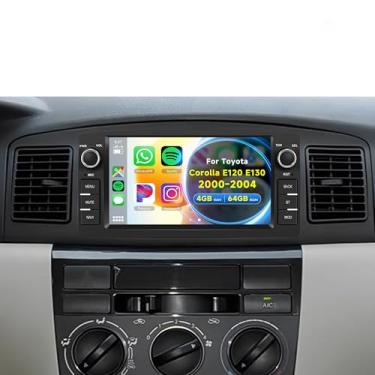Imagem de Rádio estéreo automotivo 4 núcleos 4G + 64G Android CarPlay para Toyota Corolla E120 E130 2000-2004, Rimoody Car Stereo Android Auto GPS 17 polegadas, tela sensível ao toque, espelho, Wi-Fi, Bluetooth