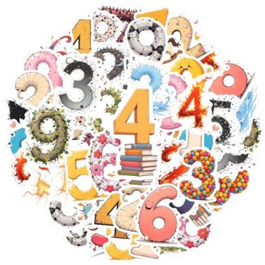 Imagem de 35 peças, números, personagens, divertidos, fofos, adesivos educativos, brinquedos, artigos de papelaria, adesivos de grafite vibrantes, decalques para guitarra, laptop, capa de viagem