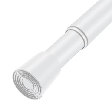 Imagem de Varão de cortina de chuveiro branco ajustável de 71 a 132 cm, 1 peça, 2,9 cm de diâmetro, antiderrapante, resistente, mola de tensão, sem furadeira, para janelas, banheiro, cozinha, armário, porta