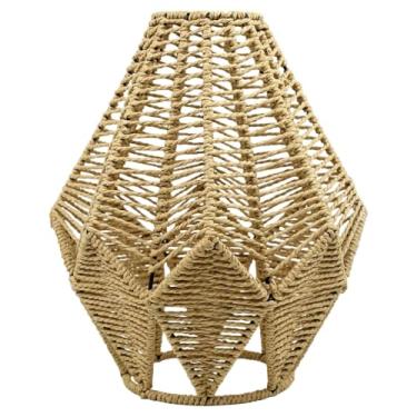 Imagem de IEUDNS Abajur de corda de papel trançado para luminária de teto, estilo retrô, decorativo e, feito à mão, para sala de jantar e quarto.