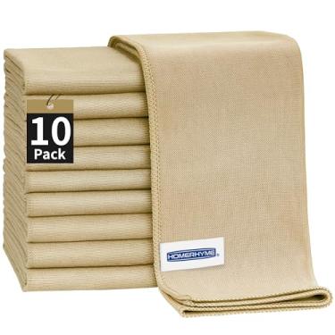 Imagem de HOMERHYME Pano de limpeza de microfibra - pacote com 10 panos de limpeza de óculos, panos de limpeza de janela de 40,6 cm x 35,5 cm, panos de polimento sem fiapos para óculos de vidro, aço inoxidável