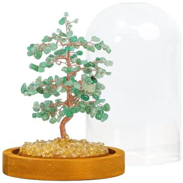 Imagem de HEBES Árvore da vida de jade natural feita à mão para decoração de casa e escritório, árvore Bonsai Dinheiro Feng Shui para prosperidade, proteção e energia positiva, boa sorte e presente de bênção