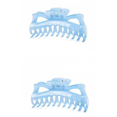 Imagem de Prettyou Grampos de cabelo grosso super grandes grampos de garra de plástico de cristal acessórios para mulheres, pacote com 2 (azul claro)