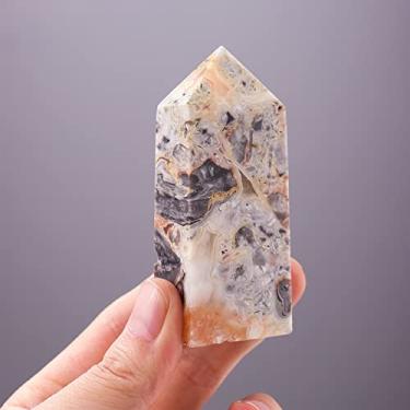 Imagem de Cheio de textura cristais naturais e pedras preciosas naturais fênix ágata ponto de cristal torre de quartzo coluna tetraédrica amostra decoração de escritório doméstico para decoração (tamanho: 6-7