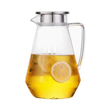 Imagem de YWangQiang Jarros de filtro, jarros de água fria, jarro de grande capacidade, jarro de vidro resistente ao calor, jarro de suco doméstico com tampa 1500 ml, 1800 ml, 2000 ml (cor: tamanho transparente