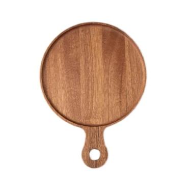 Imagem de ZABEES Tábua de pizza de madeira, bandeja de madeira, tábua de queijo charcutaria, prato redondo de pizza, pão ocidental, bife, bolo, prato de pizza, bandeja inferior