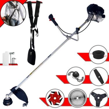 Imagem de Roçadeira Lateral Toyama RT43LB25A À Gasolina 43cc 1,7HP Com Carretel + Faca 2 Pontas + Faca 3 Pontas + Faca 6 Pontas + Faca 40 Dentes Vídea + Trimmer